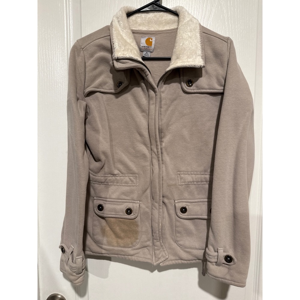 Carhartt Women's Beige Utility Jacket with Cream Collar